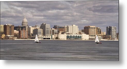 Ice Boats Metal Print featuring the photograph Ice Sailing - Lake Monona - Madison - Wisconsin by Steven Ralser
