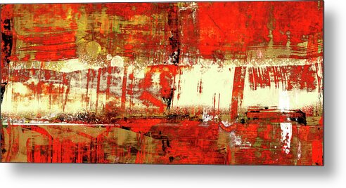 Red Metal Print featuring the painting Indian Summer - Red Contemporary Abstract by Modern Abstract