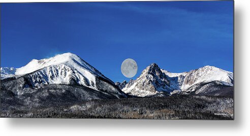 Moonset Metal Print featuring the photograph Moonset Over Silverthorne Mountain by Stephen Johnson