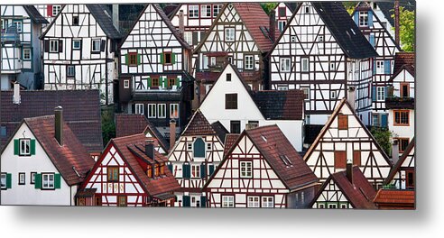 Quaint Timber-framed Houses In Schiltach In The Bavarian Alps Metal Print featuring the photograph 1161-5832 by Robert Harding Picture Library