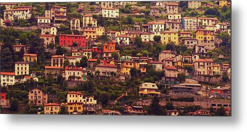 Panoramic Metal Print featuring the photograph Colourful Italian Houses Of Cernobbio by Tjarko Evenboer / The Netherlands
