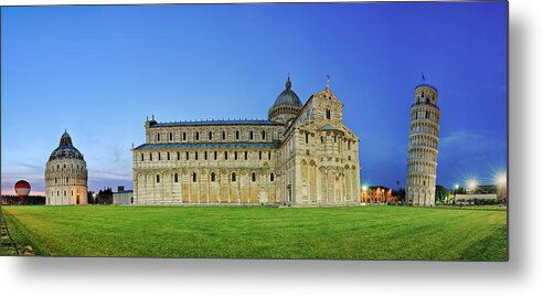 Grass Metal Print featuring the photograph Leaning Tower Of Pisa, Cathedral And by Martin Ruegner