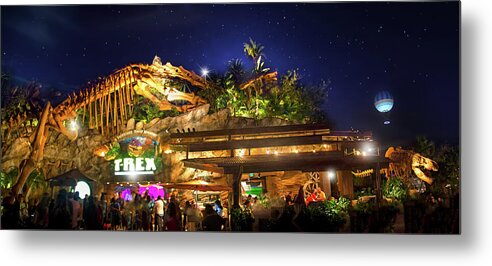 T-rex Cafe Metal Print featuring the photograph T-Rex Cafe at Disney Springs by Mark Andrew Thomas