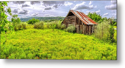 Barn Metal Print featuring the photograph Barn on Click Gap Rd Panorama HDR by Greg Reed