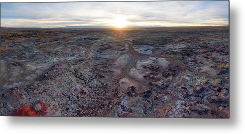 Landscape Metal Print featuring the photograph Bisti Badlands Aerial by Aerial Santa Fe