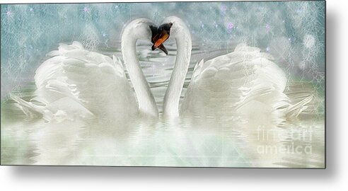 Swans Metal Print featuring the mixed media Together Forever by Elaine Manley