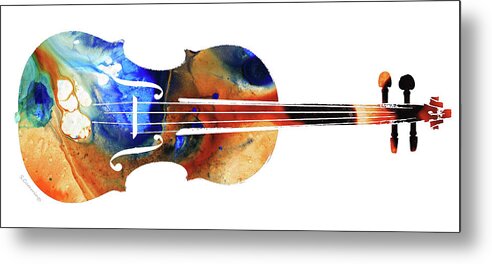 Violin Metal Print featuring the painting Violin Art by Sharon Cummings by Sharon Cummings