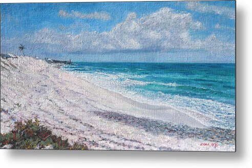 Hope Town Metal Print featuring the painting Hope Town Beach by Ritchie Eyma