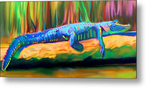 Gator Metal Print featuring the painting Blue Alligator by Deborah Boyd