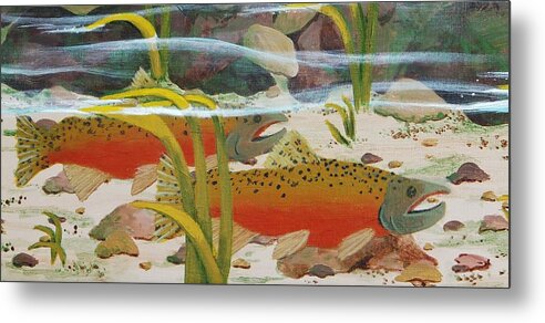 Print Metal Print featuring the painting Salmon by Katherine Young-Beck
