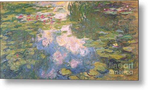 Waterlilies; Impressionist; Waterlily; Water Lilies; Lily; Lilypad; Giverny Metal Print featuring the painting Nympheas by Claude Monet