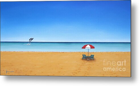 Caribbean Metal Print featuring the painting The Perfect Beach by Jerome Stumphauzer