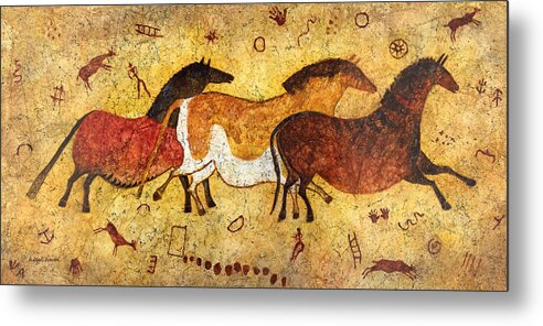 Cave Metal Print featuring the painting Cave Horses by Hailey E Herrera