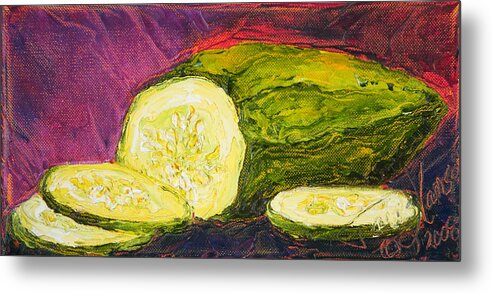 Cucumber Metal Print featuring the painting Cucumber by Paris Wyatt Llanso