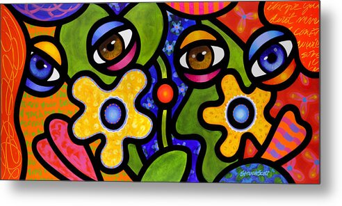 Abstract Metal Print featuring the painting Double Take by Steven Scott