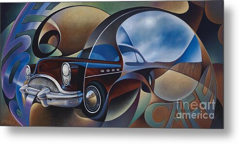 Route-66 Metal Print featuring the painting Dynamic Route 66 by Ricardo Chavez-Mendez
