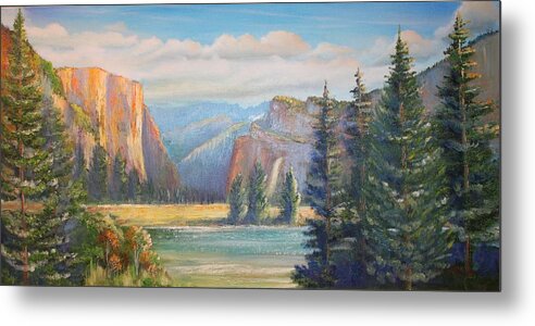 Yosemite Metal Print featuring the painting El Capitan Yosemite National Park by Remegio Onia