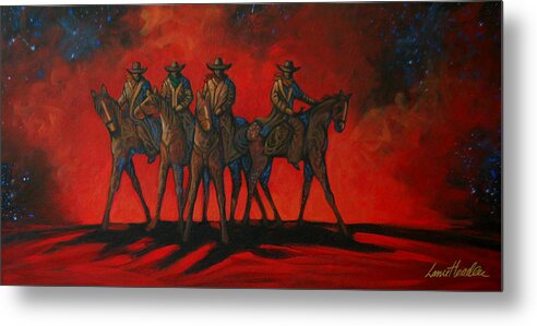 Contemporary Metal Print featuring the painting Four On The Hill by Lance Headlee