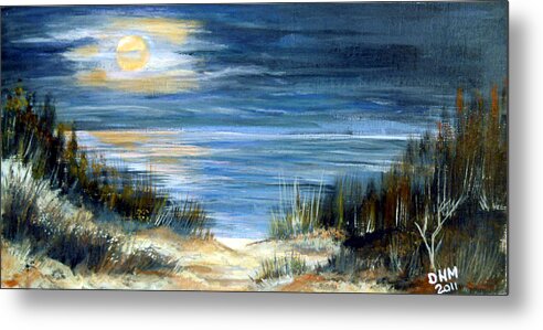 Full Moon Metal Print featuring the painting Full Moon on the Beach by Dorothy Maier
