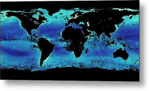 Earth Metal Print featuring the photograph Global Chlorophyll Levels by Nasa Earth Observations