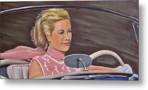Grace Kelly Metal Print featuring the painting Grace Kelly - To Catch a Thief by Kevin Hughes