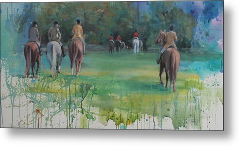 Horses Metal Print featuring the painting Into the Woods by Susan Bradbury