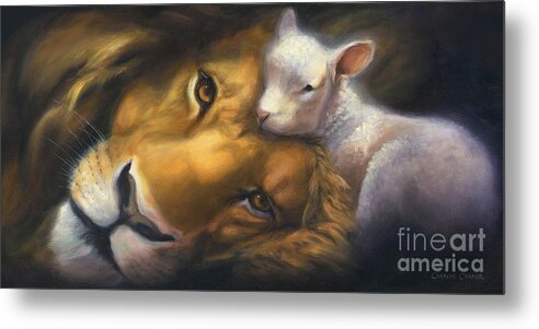 Lion And Lamb Metal Print featuring the painting Isaiah by Charice Cooper