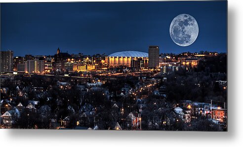 Carrier Dome Metal Print featuring the photograph Moon Over the Carrier Dome by Everet Regal