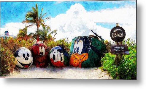 Disney Metal Print featuring the painting Mount Rustmore Castaway Cay by Sandy MacGowan