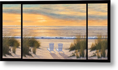 Sunset Metal Print featuring the painting Paradise Susnet Triptych by Diane Romanello