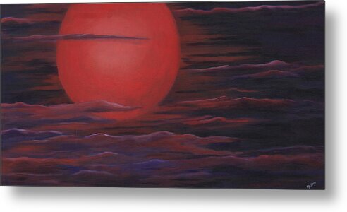 Acrylic Paintings Metal Print featuring the painting Red Sky A Night by Michelle Joseph-Long