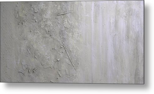 White Textured Abstract Painting Metal Print featuring the painting Remains White Textured Abstract Painting by Chris Hobel