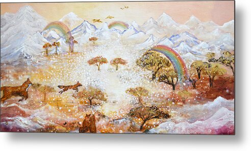 Fox Metal Print featuring the painting Running With The Foxes by Ashleigh Dyan Bayer
