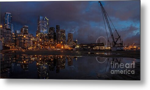 Seattle Metal Print featuring the photograph Seattle Night Skyline by Mike Reid