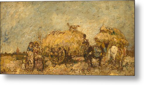 Adolphe Monticelli Metal Print featuring the painting The Hayfield by Adolphe Monticelli
