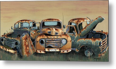Truck Metal Print featuring the painting Three Amigos by John Wyckoff