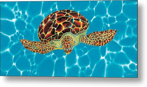 Sea Turtle Metal Print featuring the painting Caribbean Sea Turtle by Daniel Jean-Baptiste