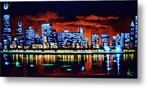 Chicago Metal Print featuring the painting Chicago by Black Light by Thomas Kolendra