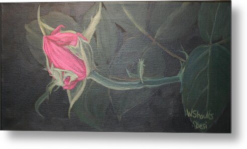 Rose Metal Print featuring the painting New Beginnings by Wendy Shoults