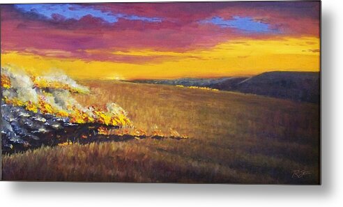 Fire Metal Print featuring the painting Prairie Fire by Rod Seel