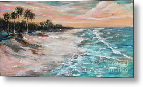 Water Metal Print featuring the painting Tropical Shore #2 by Linda Olsen