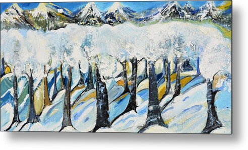 Winter Metal Print featuring the painting Winterland #1 by Evelina Popilian