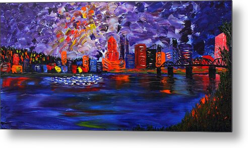 Metal Print featuring the painting Abstract World Of Portland 1 by James Dunbar