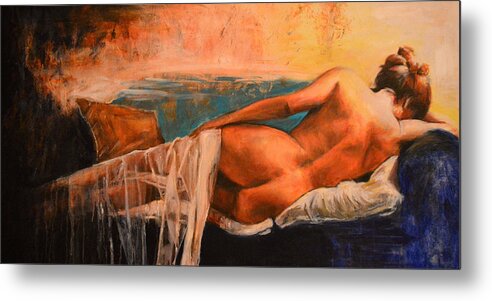 Nude Metal Print featuring the painting Amarezza by Escha Van den bogerd