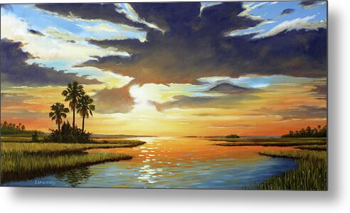 Florida Metal Print featuring the painting Bay Sunset by Rick McKinney