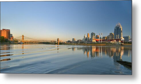 Cincinnati Metal Print featuring the photograph Cincinnati Riverfront Panorama by Rick Hartigan