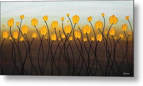 Abstract Art Metal Print featuring the painting Dancing Tulips by Carmen Guedez