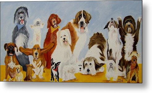 Dogs Metal Print featuring the painting Dogs Are People Too by Debra Campbell