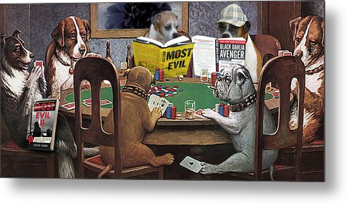  Metal Print featuring the photograph Dogs Playing Poker and Reading Steve Hodel by Robert J Sadler