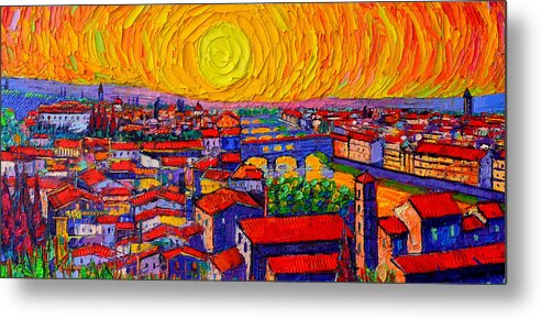 Florence Metal Print featuring the painting Florence Sunset 12 by Ana Maria Edulescu